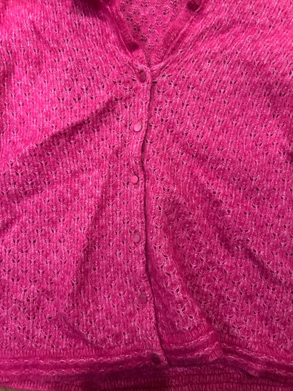 Sezane Fuchsia Pink Mohair Blend Button Cardigan - Picture 4 of 8